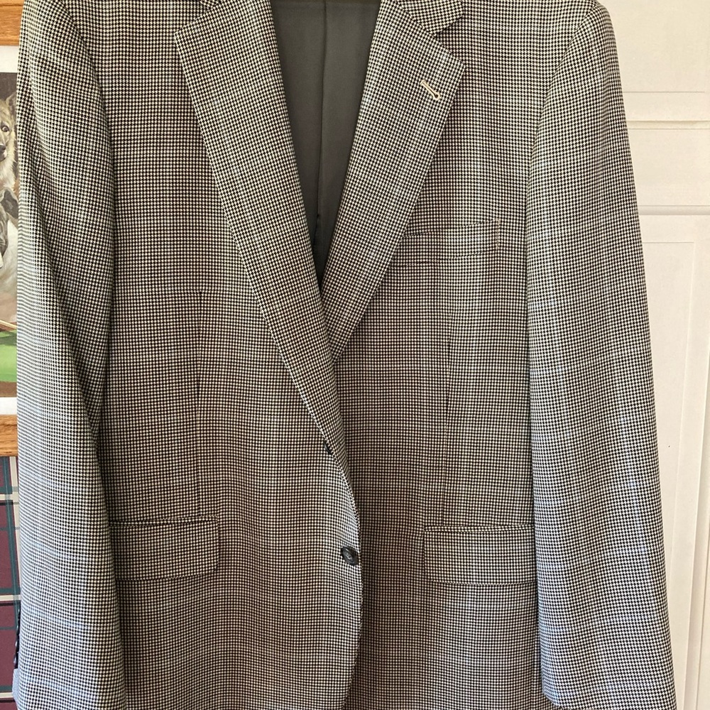 Brooks Brothers Blazer. Hounds tooth with a light blue windowpane pattern also.